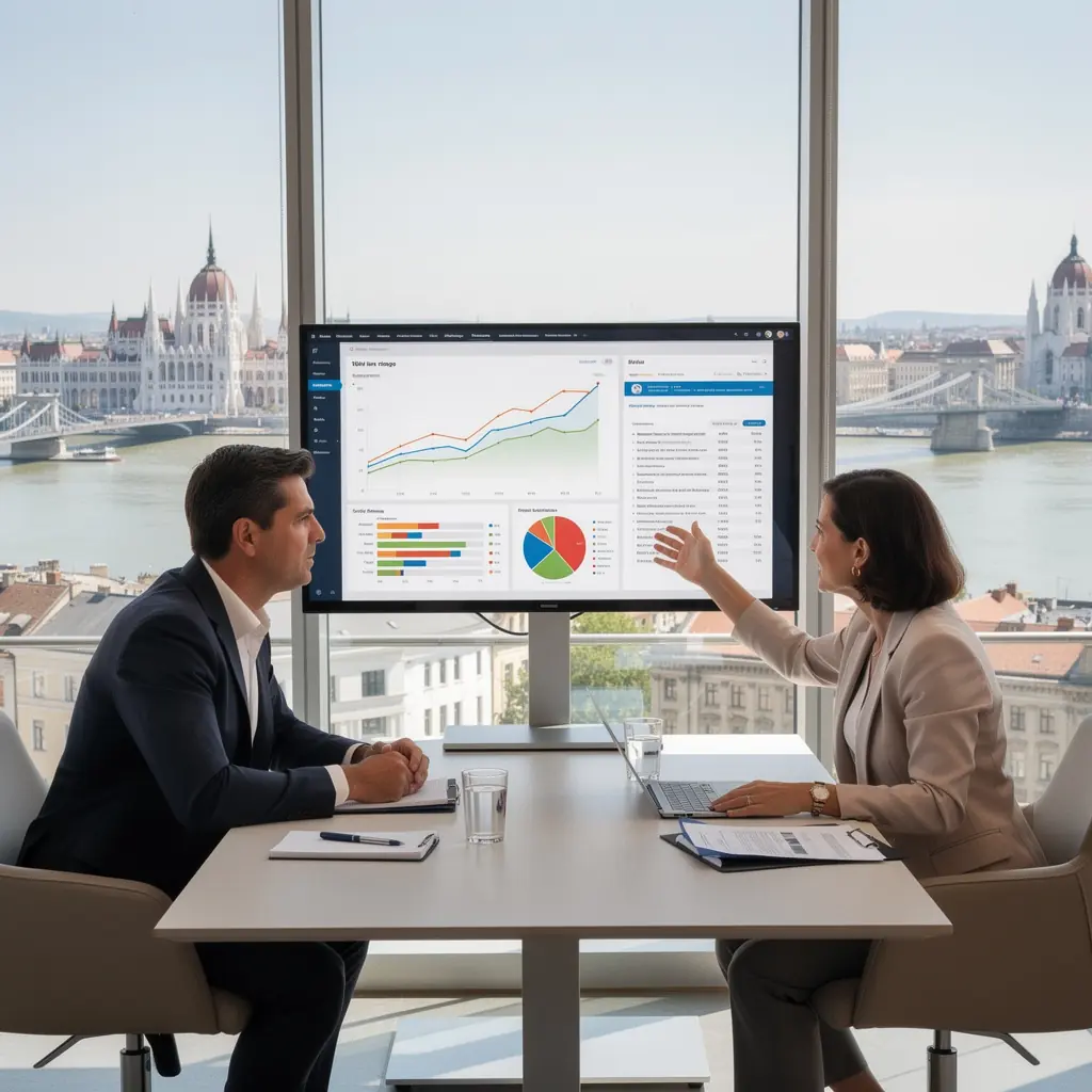 Havi költségvetés sablon, színes diagrammokkal.